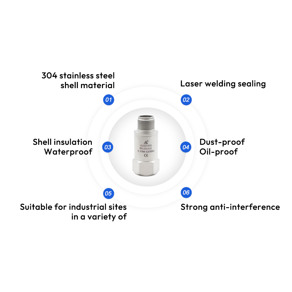 High Accuracy Output Type Piezoelectric Iepe Accelerometer Sensor for Industrial Machine