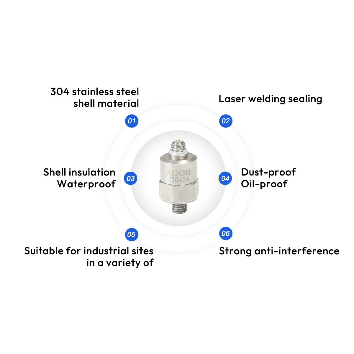 Stainless Steel Xiyuan Low Price High Sensitivity Impact Piezoelectric Acceleration Sensor Accelerometer (A12G01)