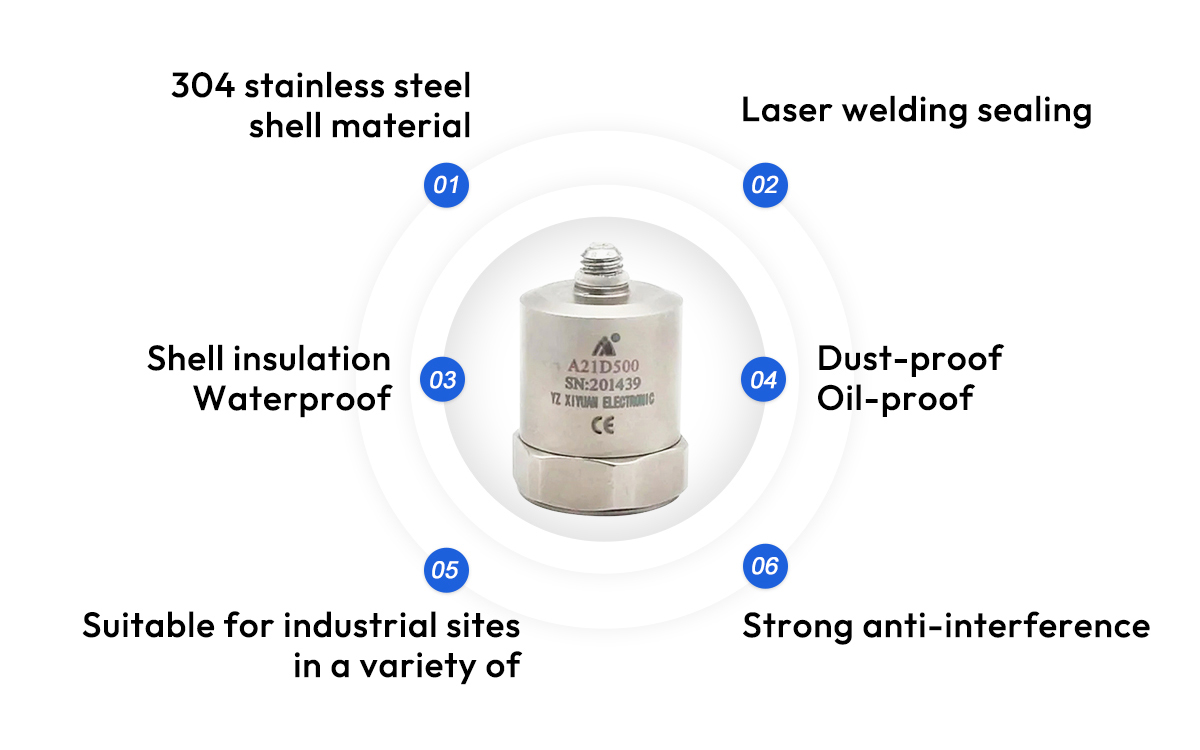 Good Price Piezoelectric Accelerometer Vibration Sensor 10g 500mV/g IEPE A21D500