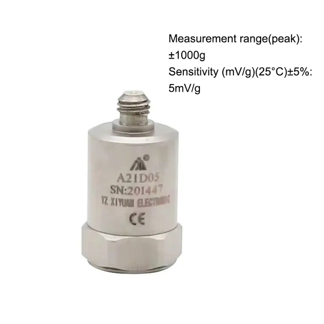 304 Stainless Steel Universal Single Axial IEPE 5mV/g Measure Range 1000g Accelerometer A21D05