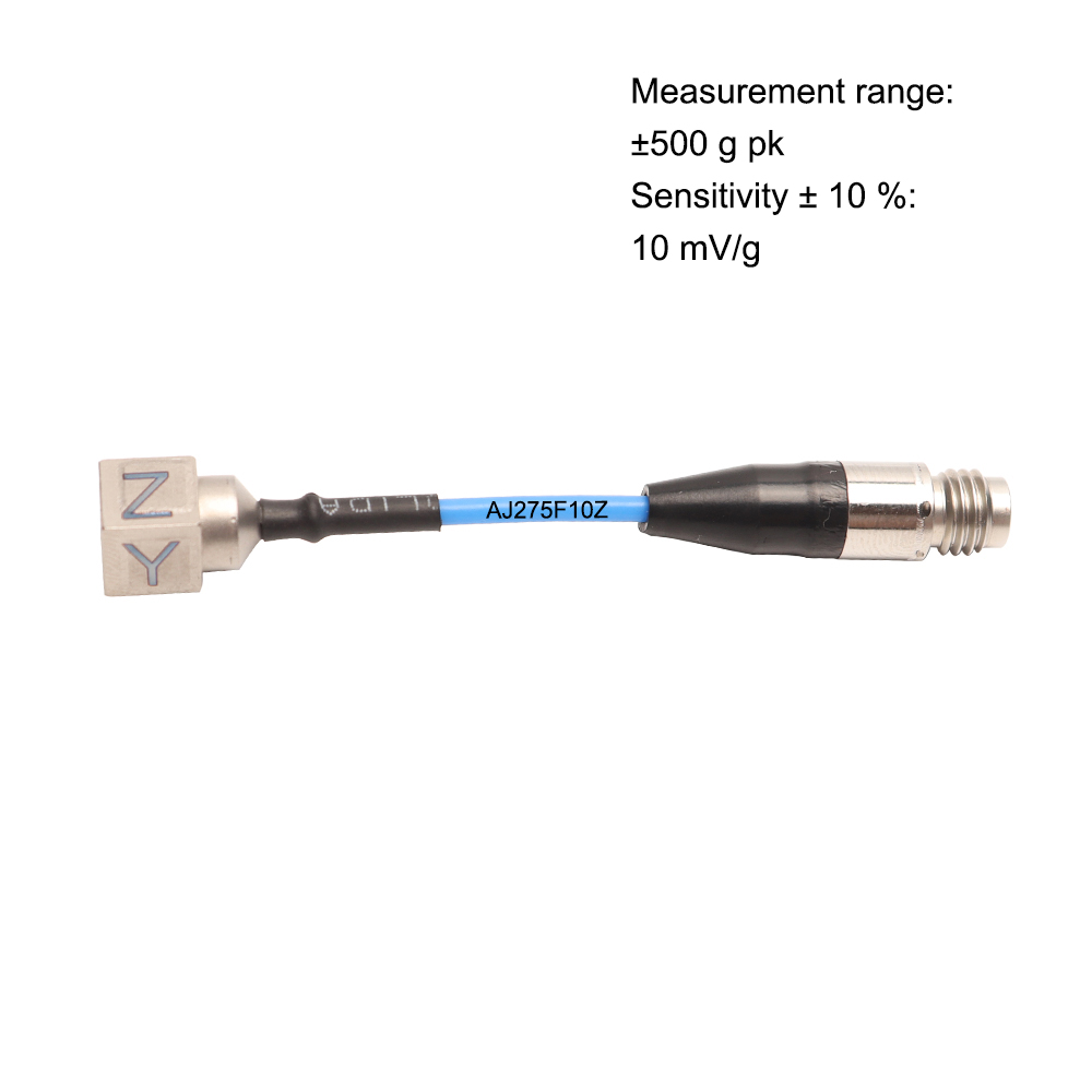Miniature Piezoelectric Triaxial Acceleration Sensor, 10 MV/g Sensitivity, 500 g Range, Cable Output, for Robot Jump