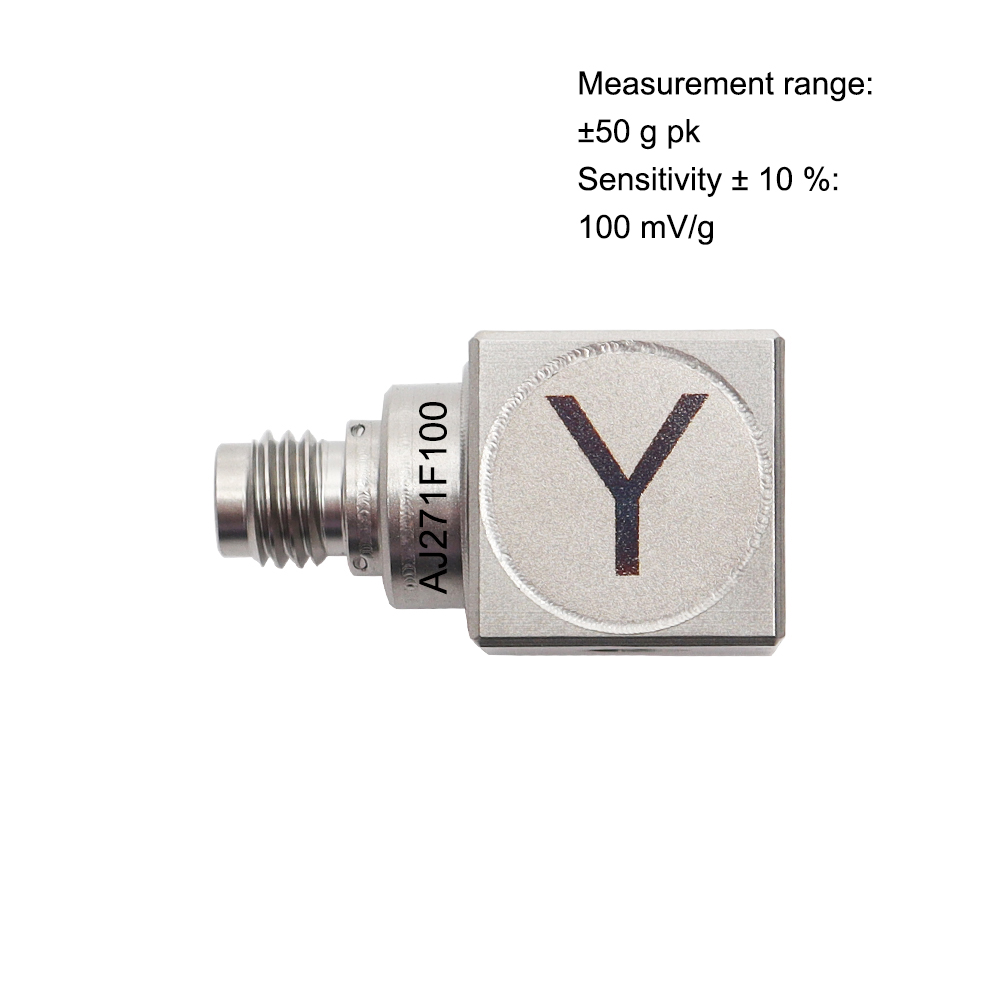 AJ271F Compact 3 Axis Miniature Piezoelectric Acceleration Sensor, 100 G, Ideal for Space-Limited Applications