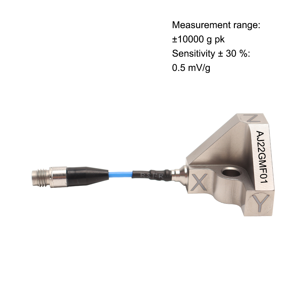 Triaxial IEPE Shock Accelerometer with Mechanical Filter, 10000 g Range, 0.5 MV/g