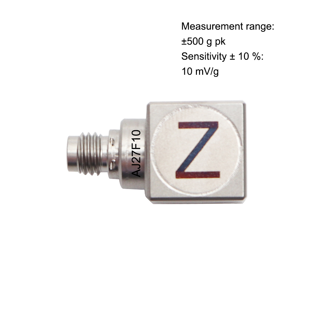 AJ27F Miniature Triaxial Accelerometer, 14 Cubic, 10 MV/g, 500 g Range, Titanium Alloy